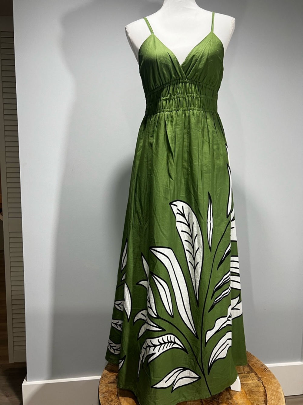 Green Printed Maxi Dress with Spaghetti Straps